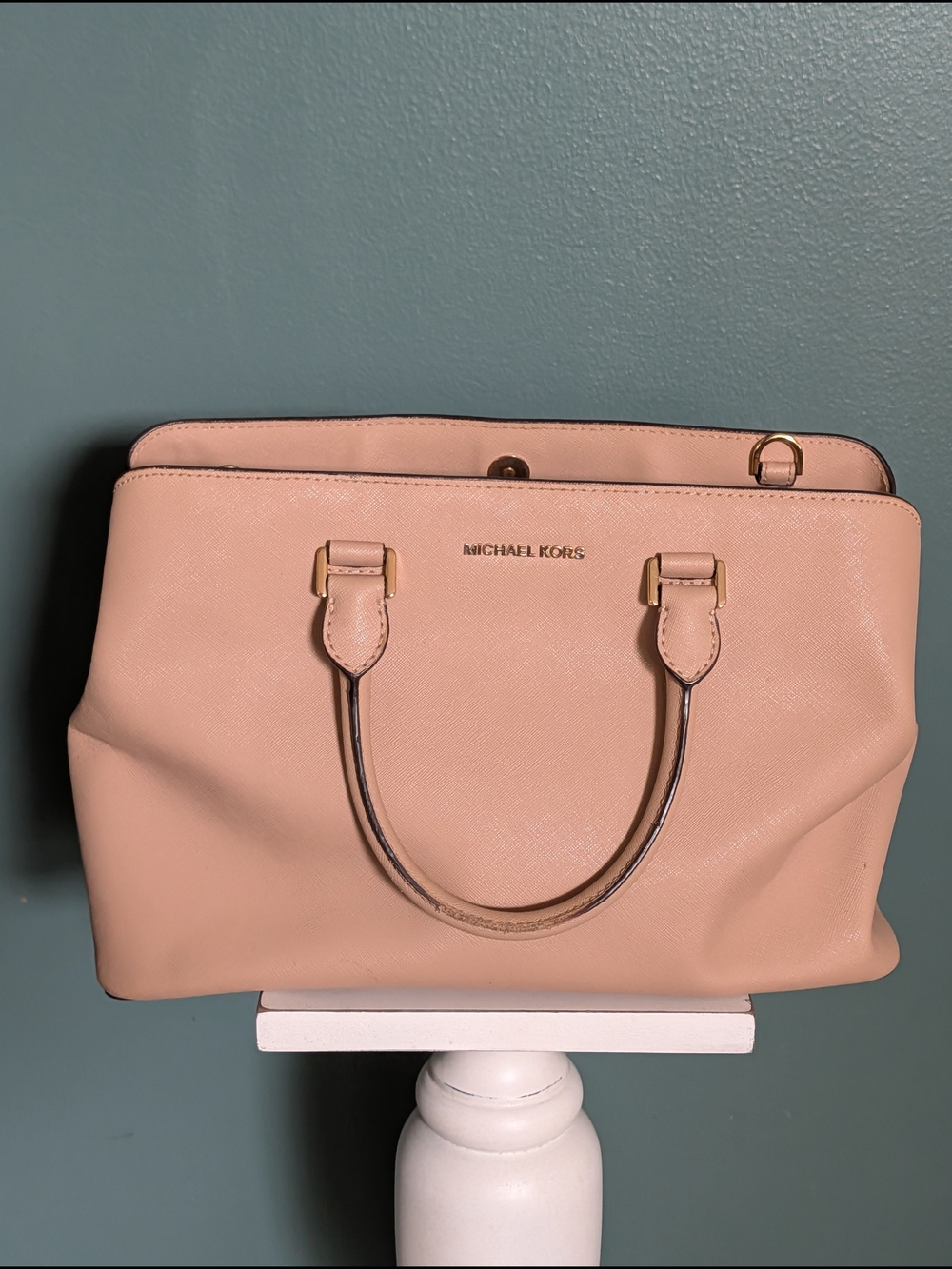 Michael Kors Savannah Medium Saffiano Leather Satchel Bag-Nude Pink